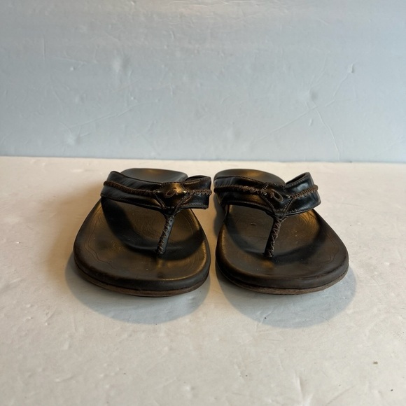 OLUKAI Sz 9 Mea Ola Beach Sandals Premium Leather Flip-Flop Slides - Picture 6 of 9
